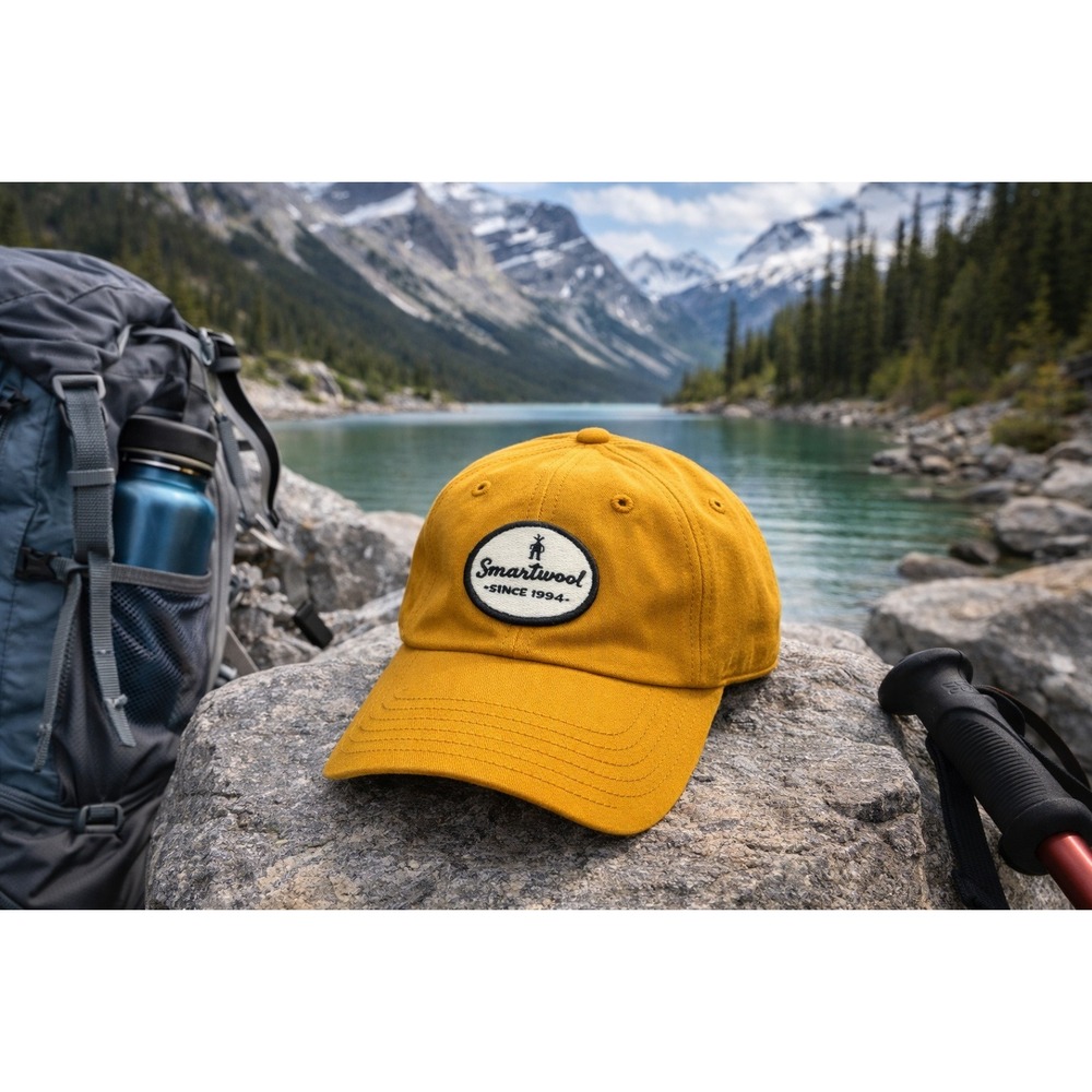 Smart Wool Logo Ball Cap Hat Grey Strapback Adjustable OSFM Baseball Yellow